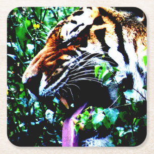 Amur Tiger Küstenercnm Rechteckiger Pappuntersetzer
