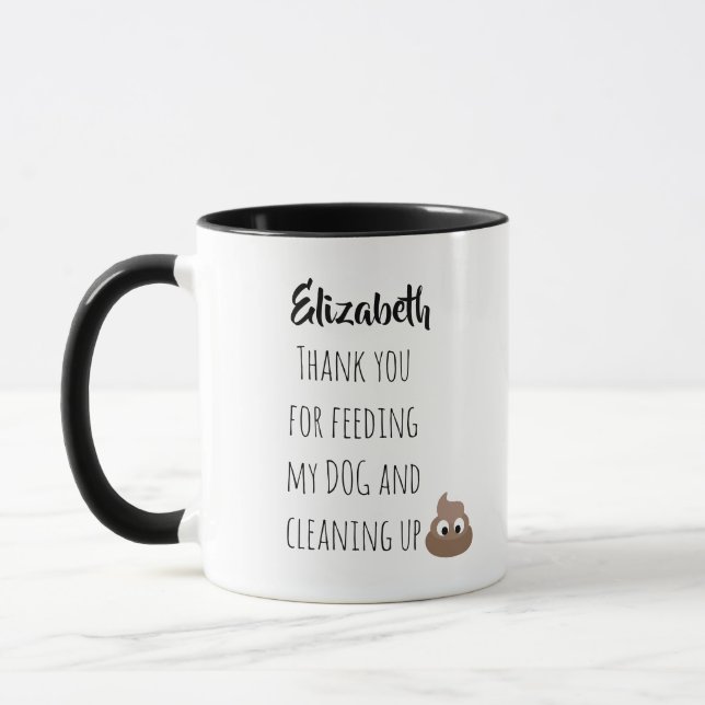 Amusant animal de compagnie assis Mug Merci chien  (Gauche)