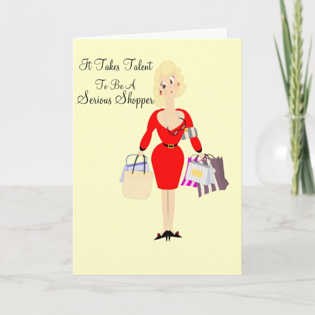 Amusant Anniversaire Carte Lady Thème Shopping (Devant)