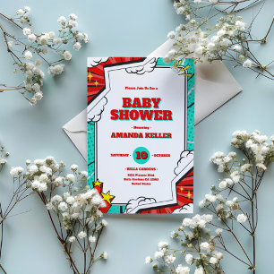 Amusant Baby shower Pop Art Invitation