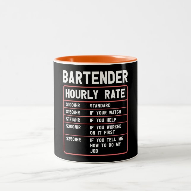 Amusant barman Taux horaire Mug café à deux tons (Centre)