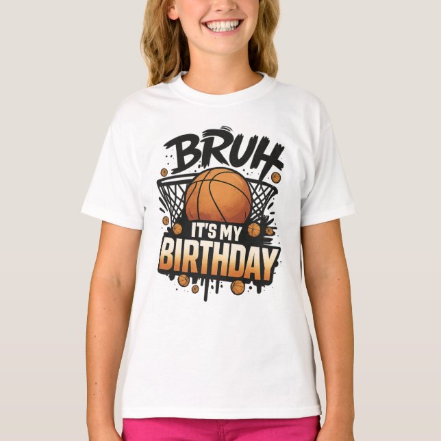 Amusant Basketball Anniversaire T-shirt Design pou (Devant)