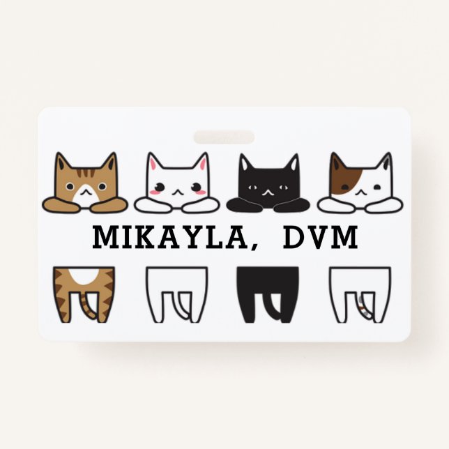 Amusant cadre multicolore chat Badge (Devant)