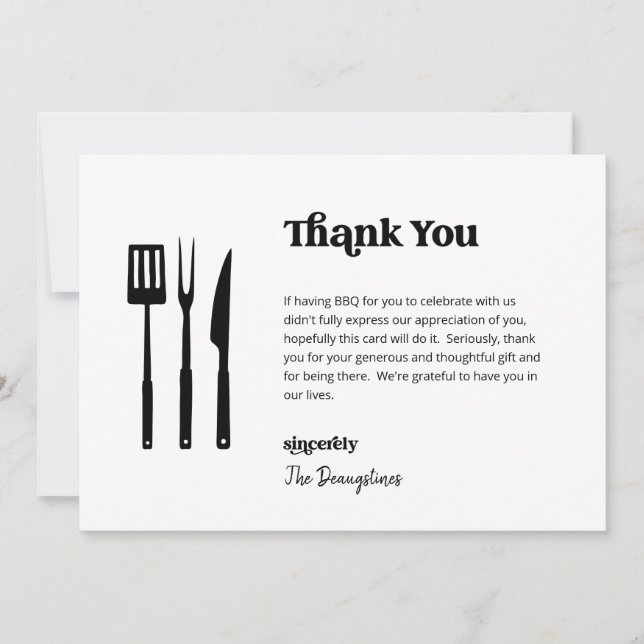 Amusant Carte de remerciements Mariage barbecue gr (Devant)