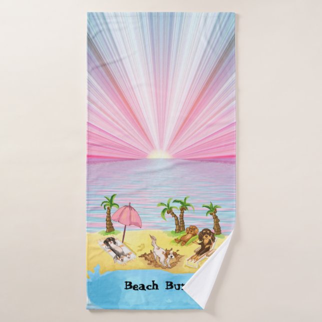 Amusant Cavalier roi Charles Espagnols à la plage  (Serviette de bain)