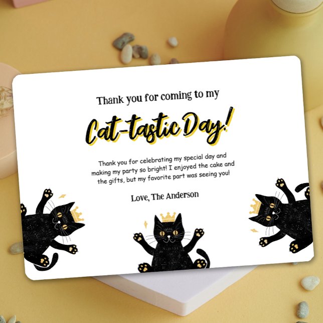 Amusant Chat noir Carte de remerciements d'anniver (Funny Black Cat Birthday Thank You Card)