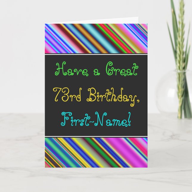 Amusant, coloré, Whimsical 73e carte d'anniversair (Devant)