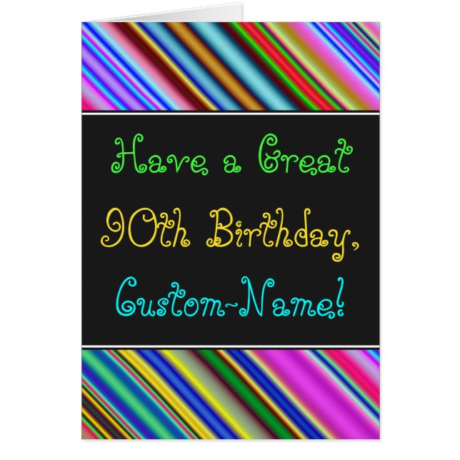 Amusant, coloré, Whimsical 90th Birthday Card (Devant)