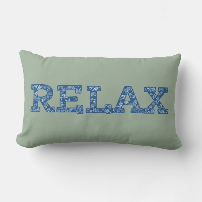 Amusant Coussin "Chill" Appliqué Faux Bleu et Vert (Recto)
