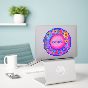 Amusant Floral Nom personnalisé Sticker Inspirivit