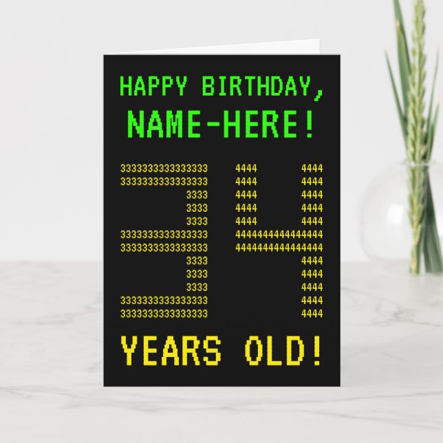 Amusant, Geeky, Nerdy "34 ANS !" Carte d'anniversa (Devant)