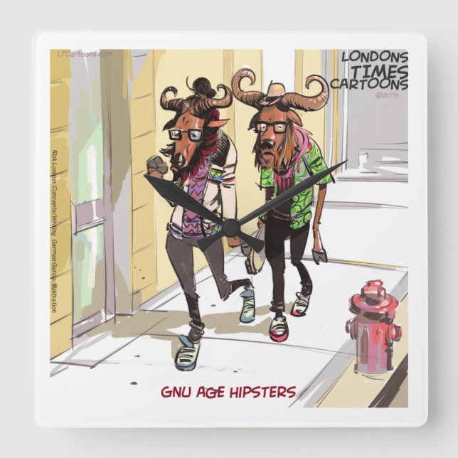 Amusant Gnu Age Hipsters Rick London Wall Horloge (Recto)