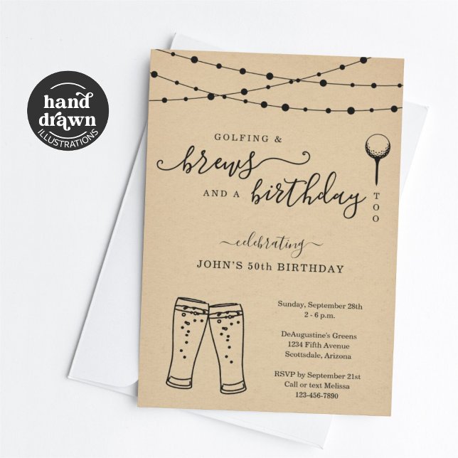 Amusant Golf & Bière Anniversaire Fête Invitation (Créateur téléchargé)
