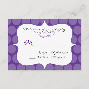 Amusant Grand violet Pois mariage RSVP carte de ré