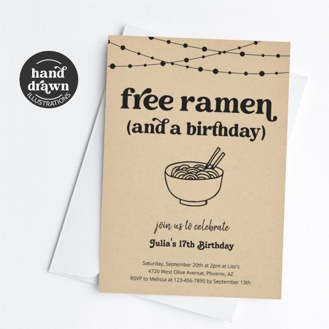 Amusant gratuit Ramen Invitation de fête d'anniver (Créateur téléchargé)