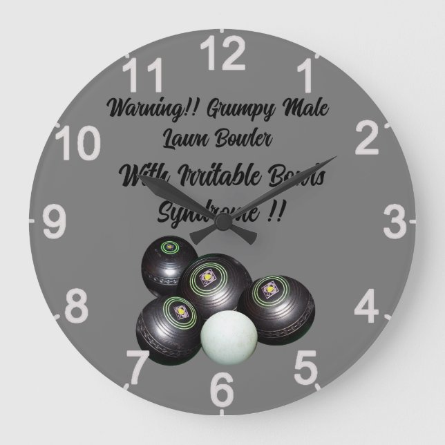 Amusant Grumpy mâle pelouse Bowler, horloge murale (Recto)