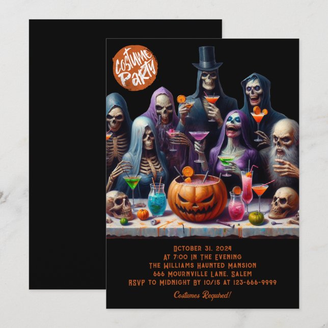 Amusant Halloween Costume Fête Invitation (Devant / Derrière)