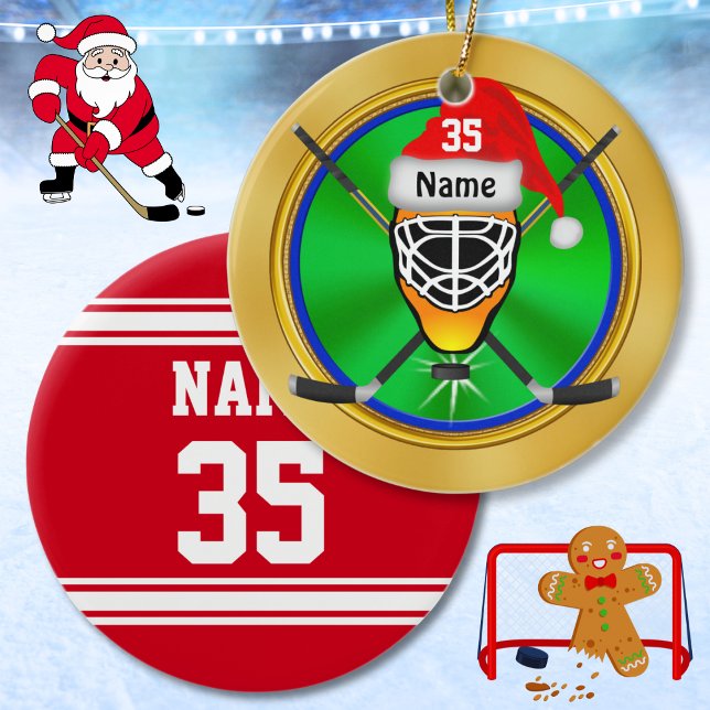 Amusant Hockey personnalisé ornements de Noël (Funny Hockey Christmas Tree Ornaments. Hockey player christmas ornaments. Cheap hockey team gifts.)