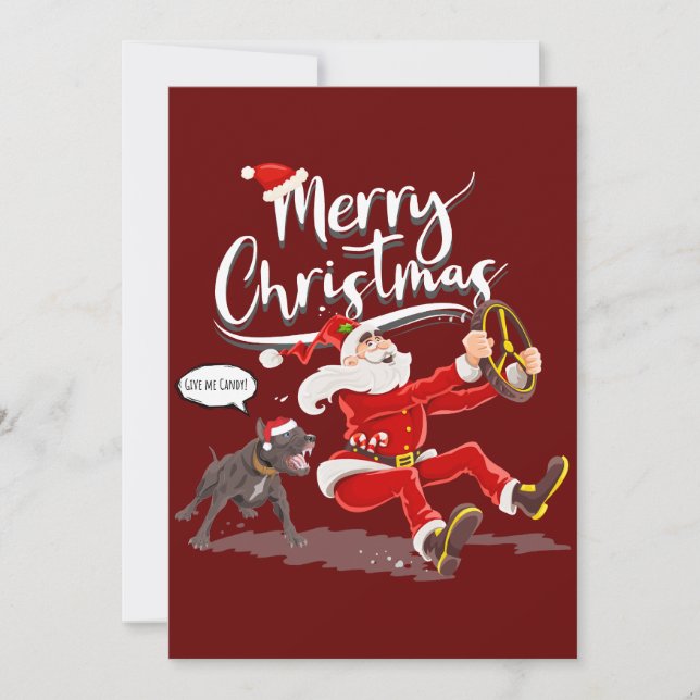 Amusant Humour Joyeux Noël Carte : Bulldog & Père  (Devant)