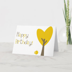 Amusant Jaune Oiseau et Coeur d'Arbre Bonne Carte 