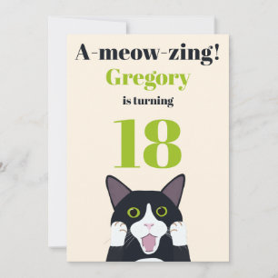 Amusant jeu de chat 18ème anniversaire invitation