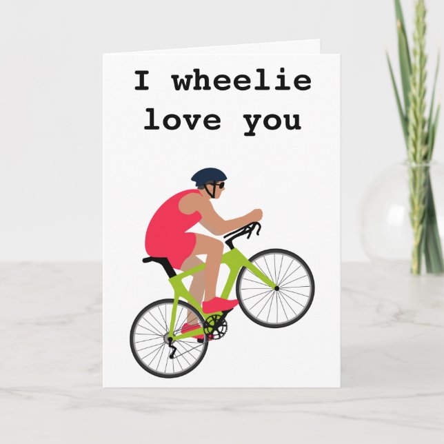 Amusant jeu de vélo Carte Saint Valentin pour lui (Devant)