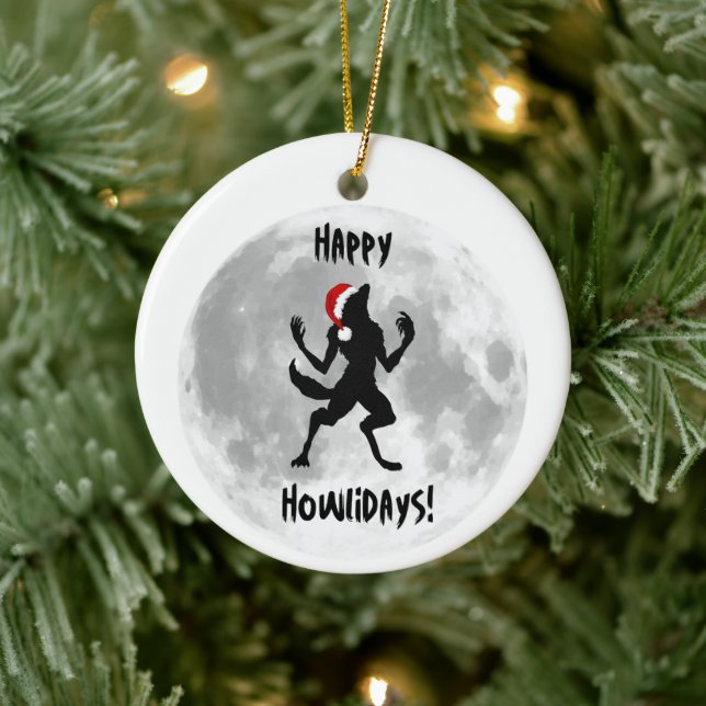 Amusant Joyeux Howlidays Dogman Werewolf Ornement (Arbre)