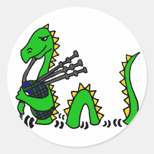 Amusant Loch Ness Monster Jouer Sticker Bagpipes (Devant)