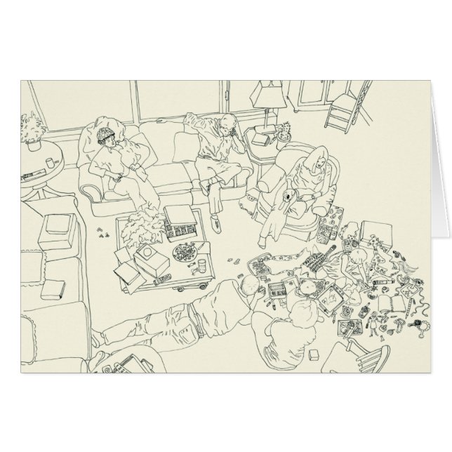 Amusant Mess de famille dans le salon ligne dessin (Devant horizontal)