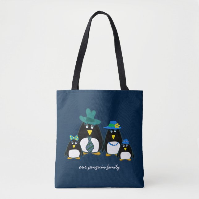 Amusant Penguin Famille 4 Sacs fourre-tout cadeaux (Devant)