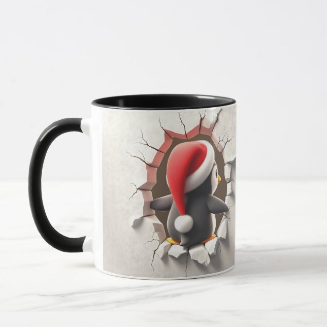 Amusant pingouin à deux côtés Mug de Noël (Gauche)