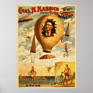 Amusant poster WPA, parachute de vélo