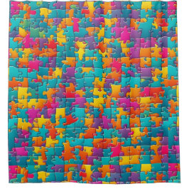 Amusant puzzle rose rideau de douche, blues
