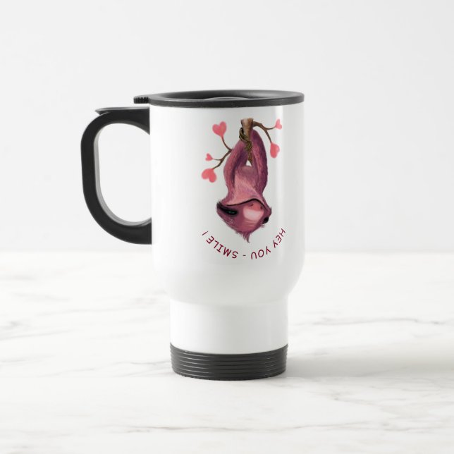 Amusant Romantique Sloth Smile Travel Mug (Gauche)