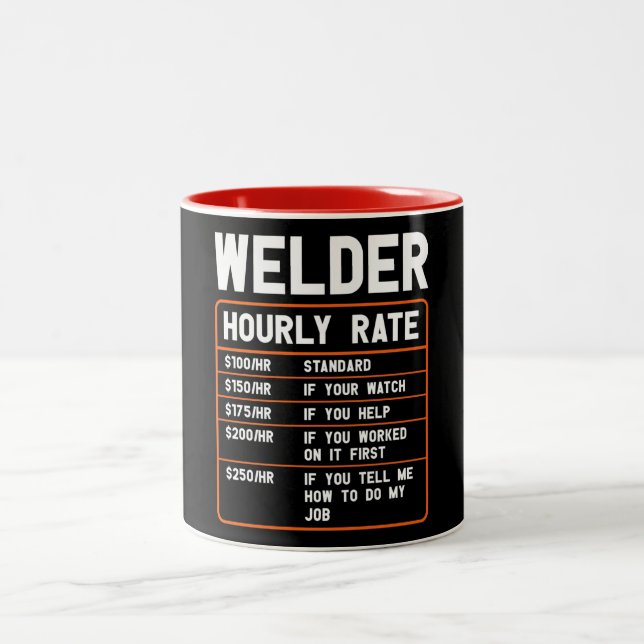 Amusant Souder Taux Horaire Deux Tons De Café Mug (Centre)
