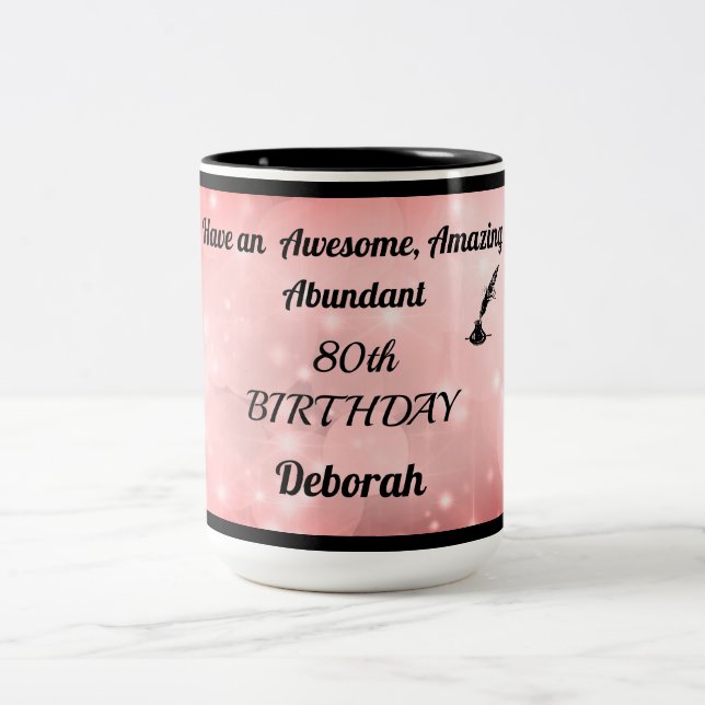 Amusant Sparkly Personnalisé 80e Anniversaire Mug (Centre)