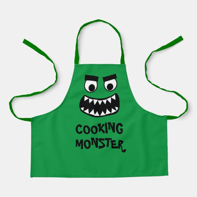 Amusant tablier de cuisson monstre de cuisine vert (Recto)