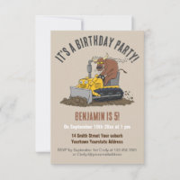 Amusant taureau conduisant bulldozer invitation an