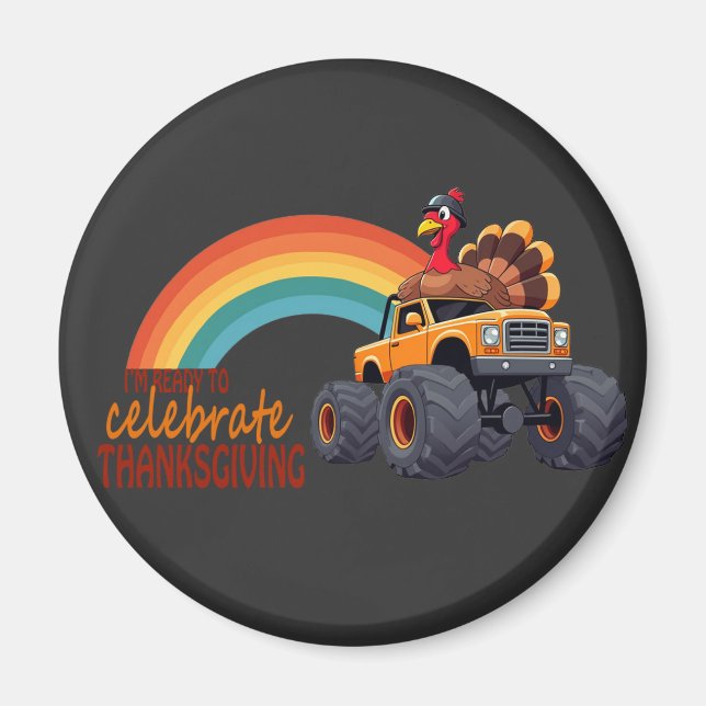 Amusant Turc Monster Truck Thanksgiving aimant (Devant)