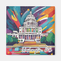 Amusant Vibrant Funky Washington DC Magnet coloré