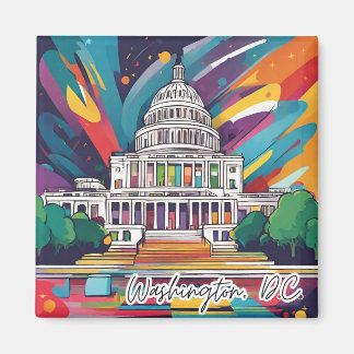 Amusant Vibrant Funky Washington DC Magnet coloré