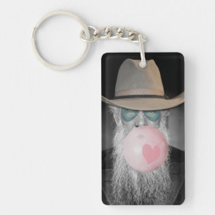 Amusant Vieux gars soufflant Bubble Gum et Coeur