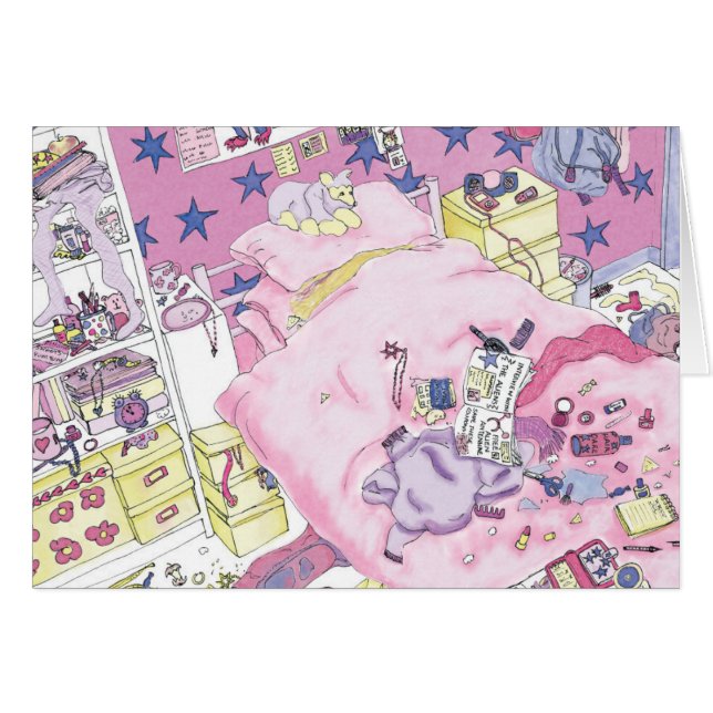 Amusante Adolescente Filles Messy Chambre Mignonne (Devant horizontal)