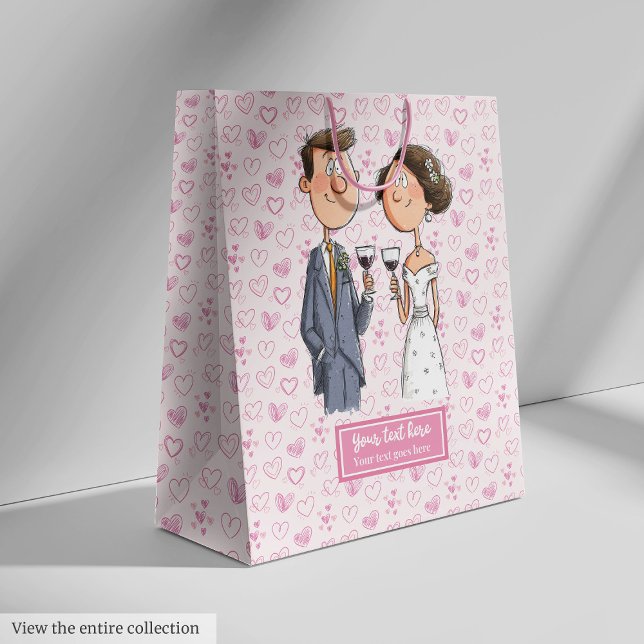 Amusante Aquarelle Mariage Sac cadeau Mariée Groom (Funny Watercolor Wedding Gift Bag Bride Groom Fun)