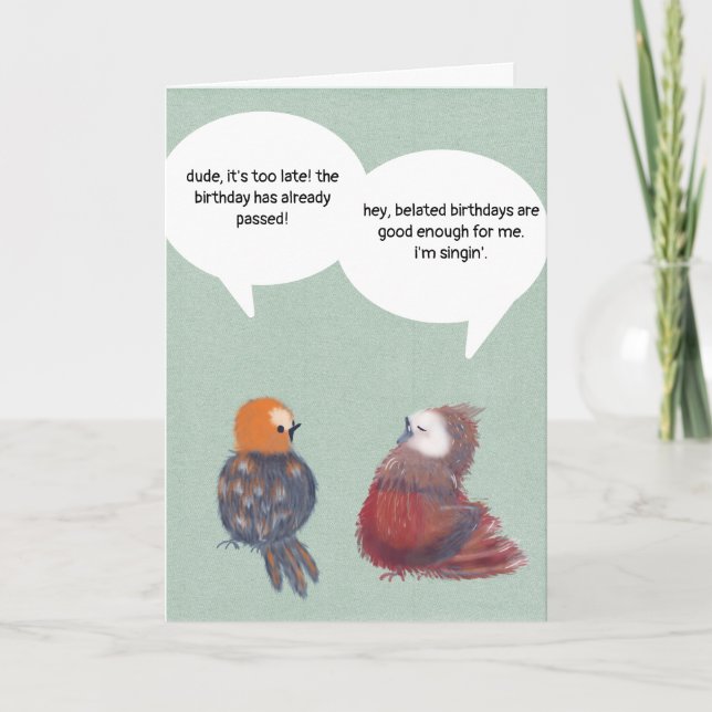 Amusante Carte Anniversaire Céleste Songbirds Sill (Devant)