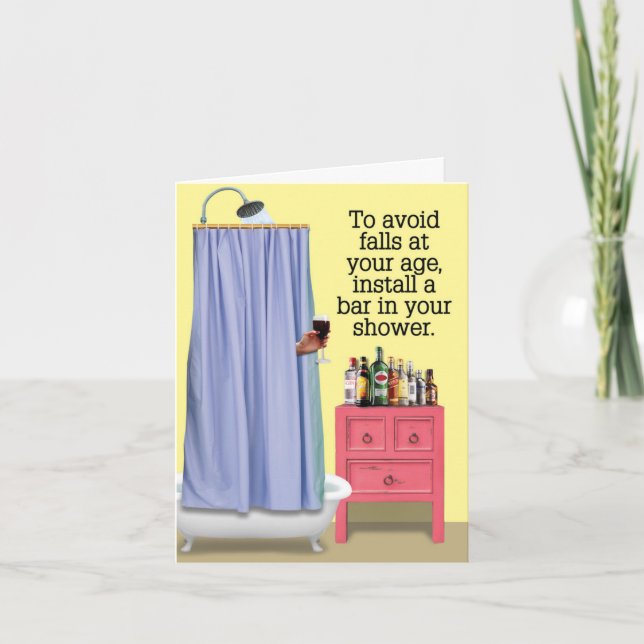 Amusante Carte d'Anniversaire - Bar de douche (Devant)