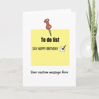 Amusante carte de billet après-it anniversaire heu