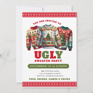 Amusante Douce moche Noël Invitations