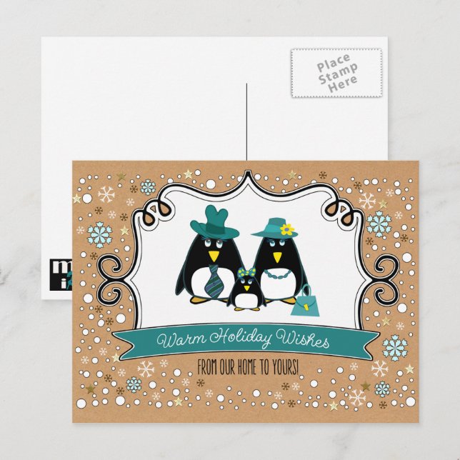 Amusante famille de pingouins 3 cartes postales de (Devant / Derrière)