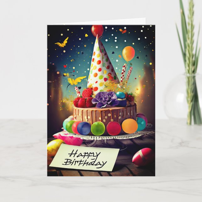 Amusante fête d'anniversaire, carte de voeux pliée (Devant)